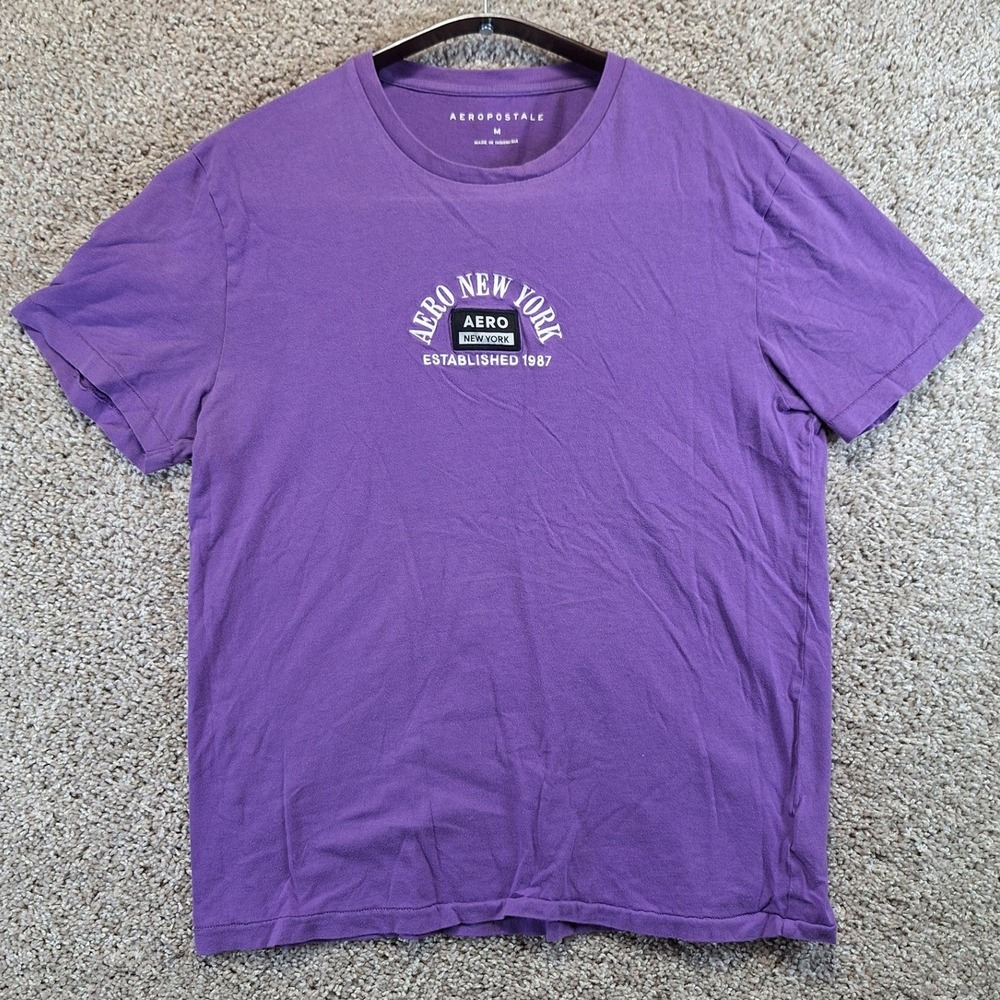 Aeropostale T-Shirt Womens M Purple Aero New York Established 1987 Streetwear